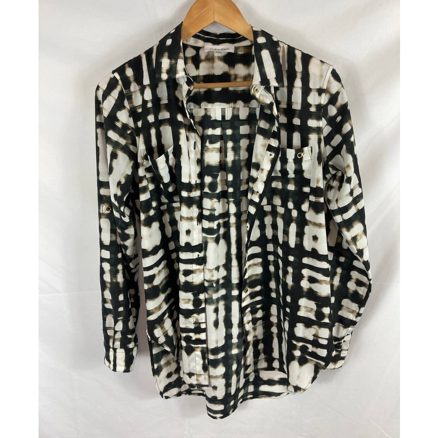 Calvin Klein Patterned Button Down Shirt Size XS - image 1