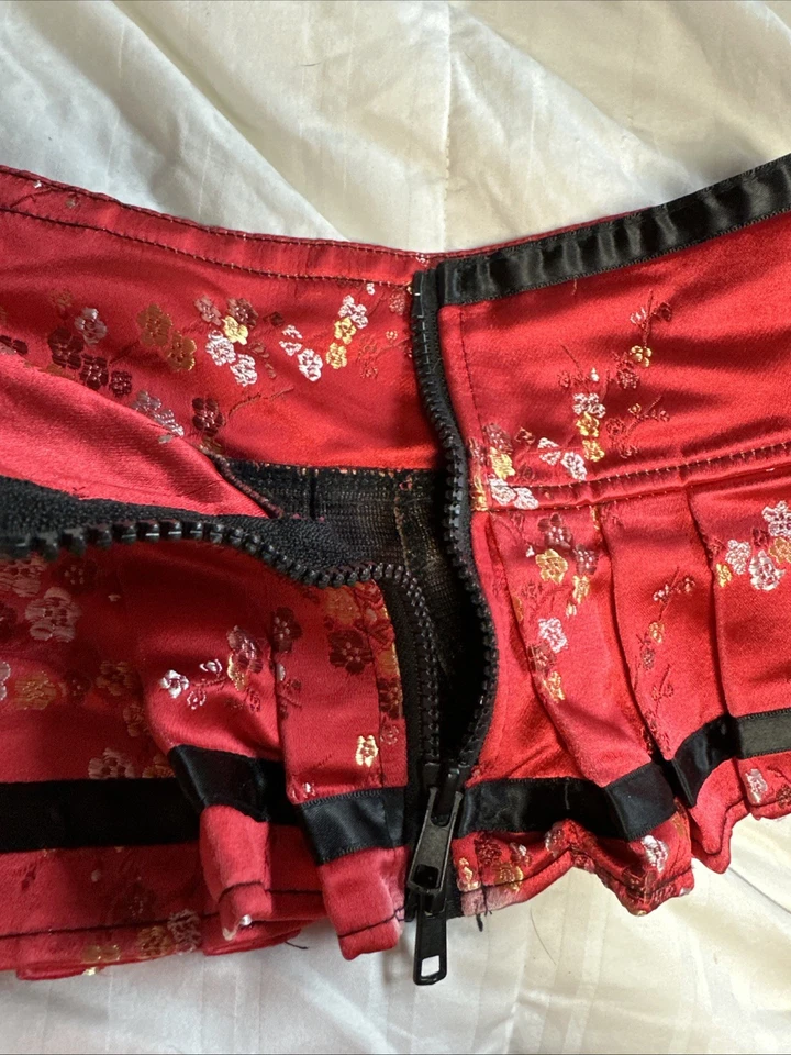 Microfalda Living Dead Souls para mujer brocado rojo gótica Halloween talla L Foto 2 de 4