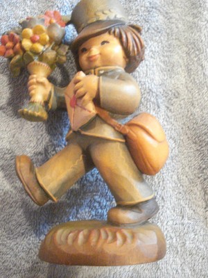 VINTAGE ANRI HANDCARVED WOOD FIGURINE ''THE LETTER'' (6 1/2'' TALL & SIGNATURE)