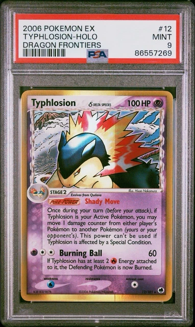 🚀2006 POKEMON EX DRAGON FRONTIERS #12 TYPHLOSION-HOLO DELTA SPECIES PSA 9🚀