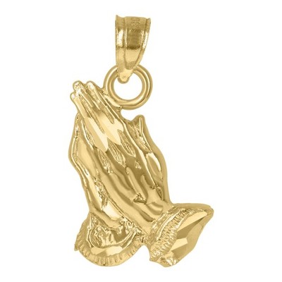10kt Gelbgold Unisex betende Hände religiös Charm Anhänger