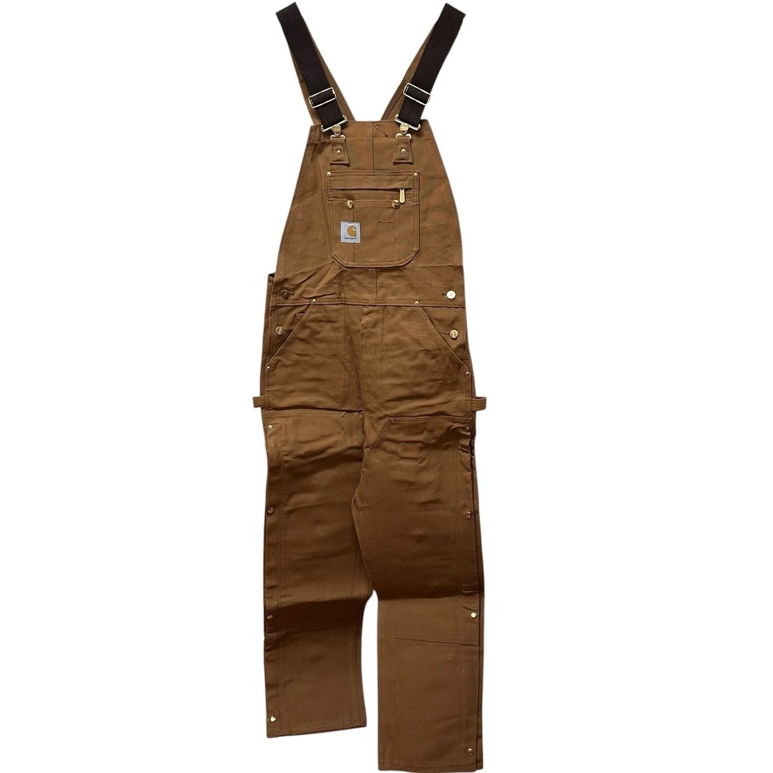 Vtg Carhartt R37 Duck Zip to Thigh Bib Overalls Unlined Size 44 X 32 NEW NOS