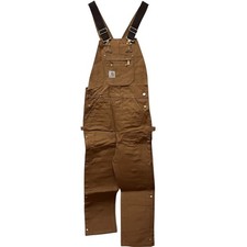 Vtg Carhartt R37 Duck Zip to Thigh Bib Overalls Unlined Size 44 X 32 NEW NOS