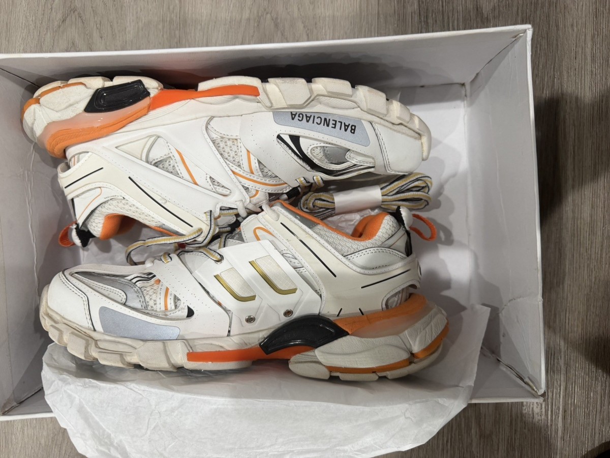 Balenciaga Track Sneakers White Orange Men Size 41 Authentic With 