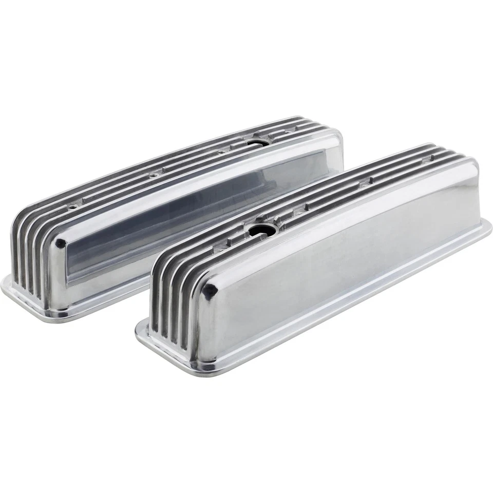 Cubiertas de válvula de perno central con aletas de aluminio Mr Gasket 6856G, SBC Foto 2 de 4
