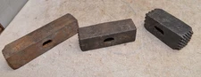 3 double waffle faced stone mason facing bush hammer head collectible tool lot