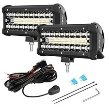 2PCS 7 Inch 150W Light Bar, Spot Flood Off Road Fog Driving Work Light for