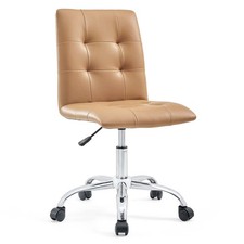 Modway Prim Ribbed Armless Mid Back Swivel Conference Office Chair, Tan