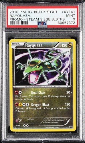 2016 POKEMON XY BLACK STAR PROMO STEAM SIEGE BLISTERS #XY141 RAYQUAZA PSA 9