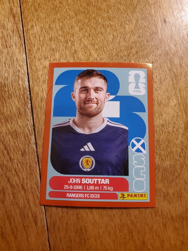 Panini FIFA World Cup 2026 John Souttar Red Parallel Sticker SCO 8