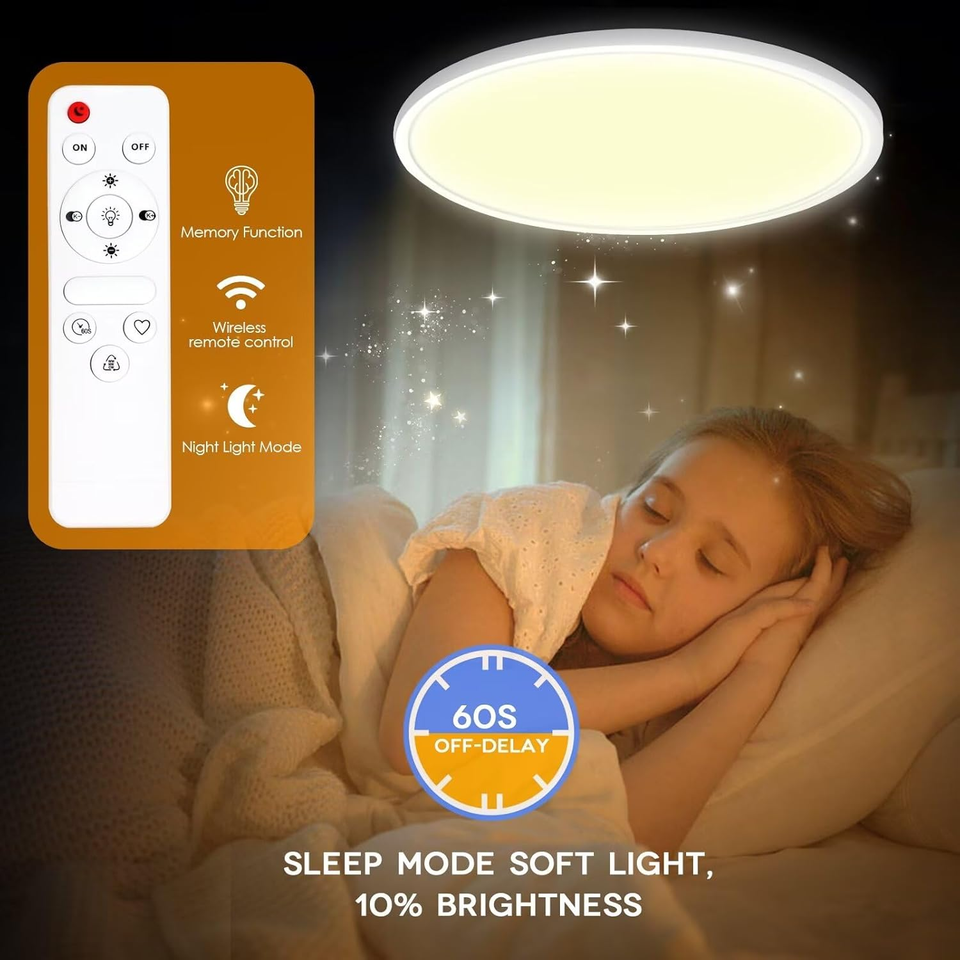 Plafoniera LED LEDKIA Quadrata 30W – CCT Regolabile 2700-6500K – Legno E Metallo – Per Soggiorno E Cucina, Bianco