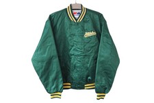 Vintage Oakland Athletics Bomber Jacket Size L 90s MLB Made in USA Baseball