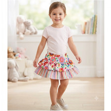 Hanna Andersson G Print Skater Skort Girls 110 cm 4-5 Floral Striped Tiered