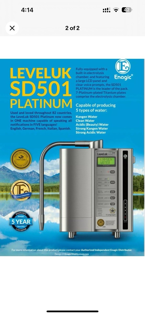 Kangen Enagic Leveluk SD501 Platinum Water Alkaline Ionizer Filter