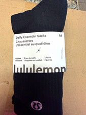 Lululemon Daily Essential Crew Socks- Black- Size M- 3 Pairs- Unisex