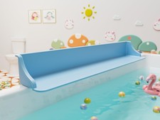 Bathtub Splash Guard with Toy Tray 3 Ft Suction Cup Storage Caddy Blue Cushore