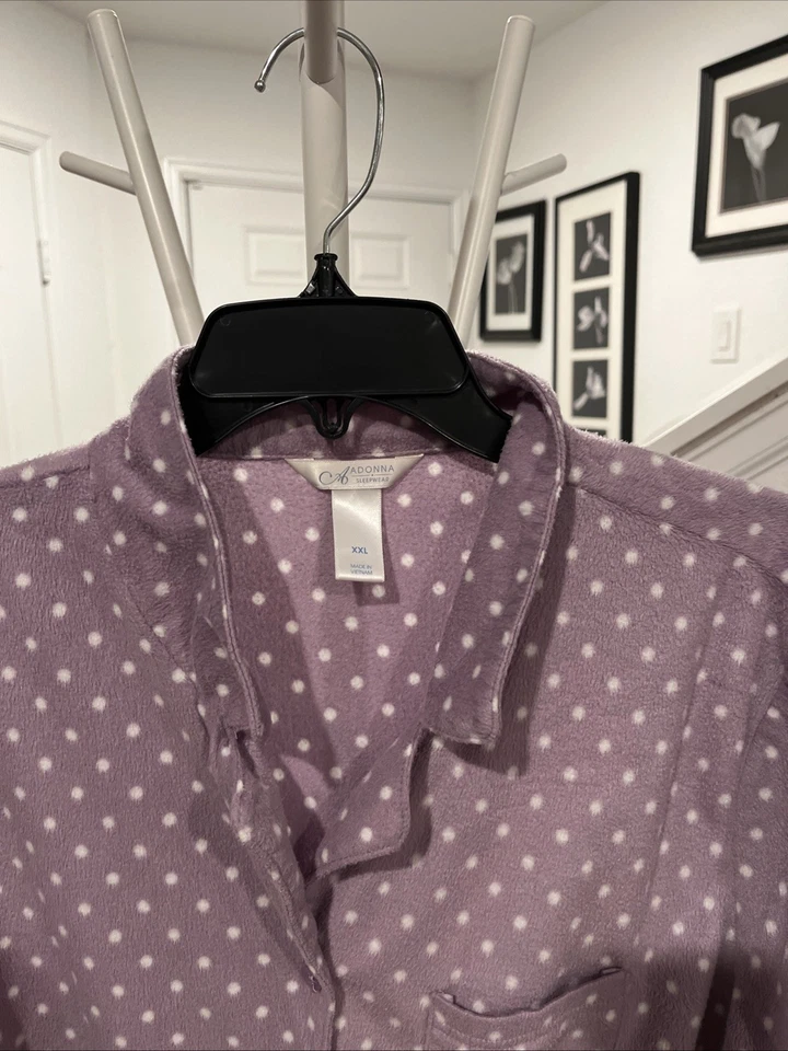 Addona 2 piezas Poliéster Spandex Ropa de Salón Conjunto Pantalón PJ Talla XXL Vellón Púrpura Foto 4 de 4