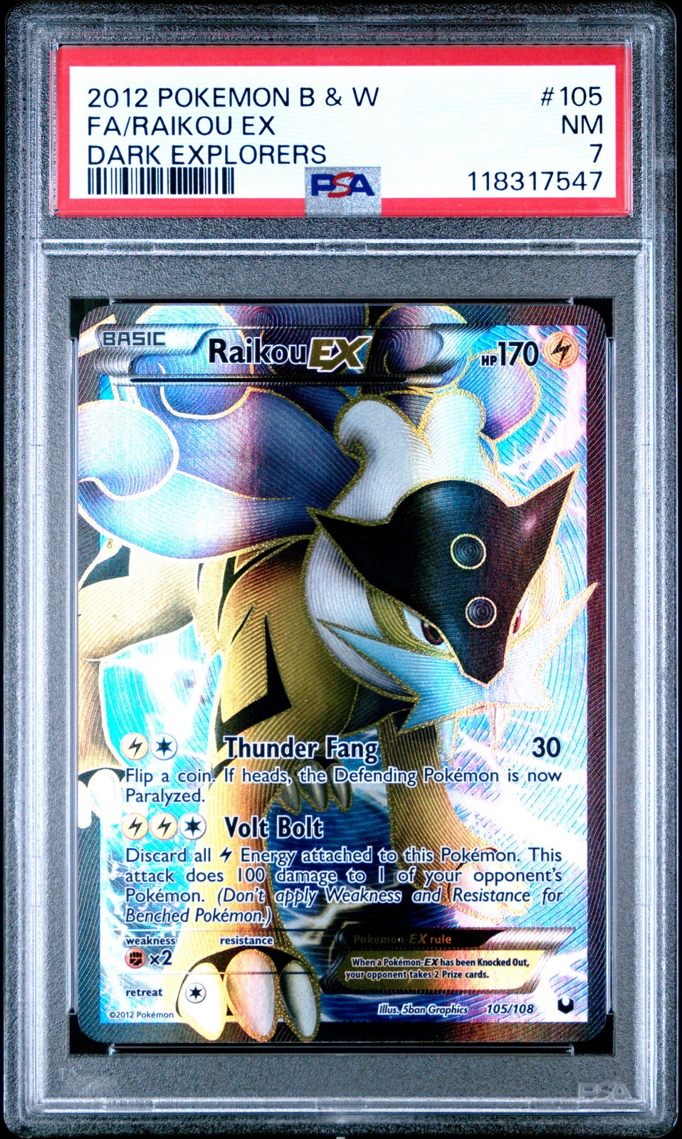 RAIKOU EX 105/108 DARK EXPLORERS POKEMON PSA 7