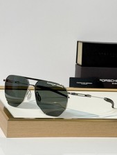 PORSCHE DESIGN P'8600S Silver Aviator Sunglasses Green Gray Lenses 61-13-145