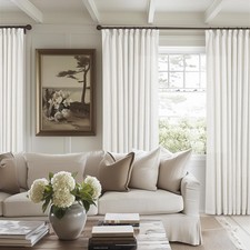 Extra Wide Pinch Pleat Curtains 84 60"W x 84"L Pack of 1 , Beige White