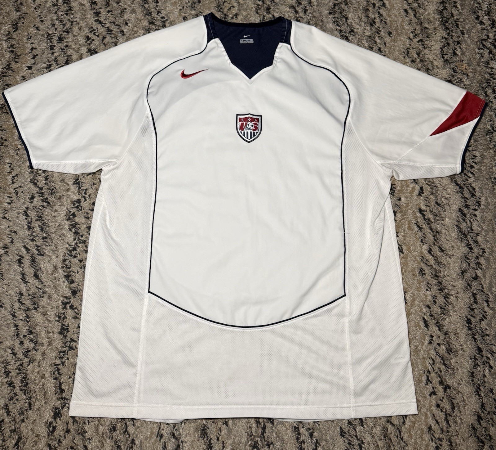 Vtg Y2K 2004 Nike Men’s United States Soccer Home White Jersey Kit USA USMNT XL