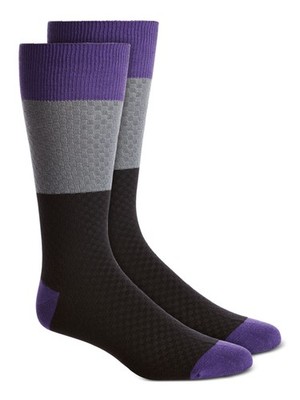 ALFANI Mens Gray Color Block Dress Crew Socks 7-12