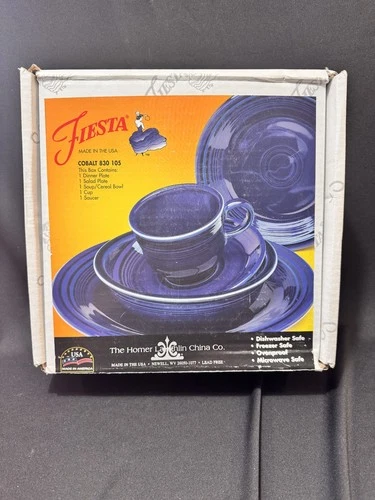 VINTAGE Fiesta Ware 5pc Place Setting - COBALT BLUE: 830 105 OLD STOCK