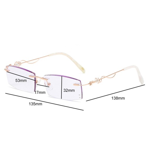 Women Rimless Reading Sun Glasses Blue Light Blocking Gradient Rectangle Readers - Picture 2 of 22