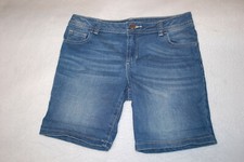 Girls BLUE JEAN DENIM BERMUDA SHORTS Med Wash ADJ WAIST 5 Pocket SIZE 10 PLUS