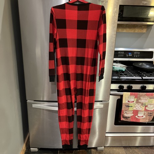 Old Navy red Buffalo Plaid Long Sleeve Long Johns Thermal 1 Piece Zip Outfit XS - Picture 11 of 12