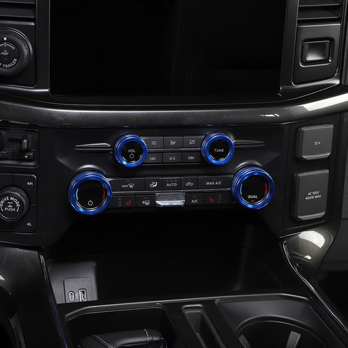 Air Conditioner Audio Volume Switch Knob Cover Trim Ring For Ford F150 2021+Blue - Picture 3 of 8
