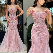 Elegant Pink Mermaid Wedding Dresses Sweetheart Sleeveless Gown Lace Appliques