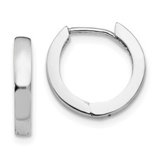 14k White Gold Round Hinged Hoop Earrings for Women 2.09g L-10 mm
