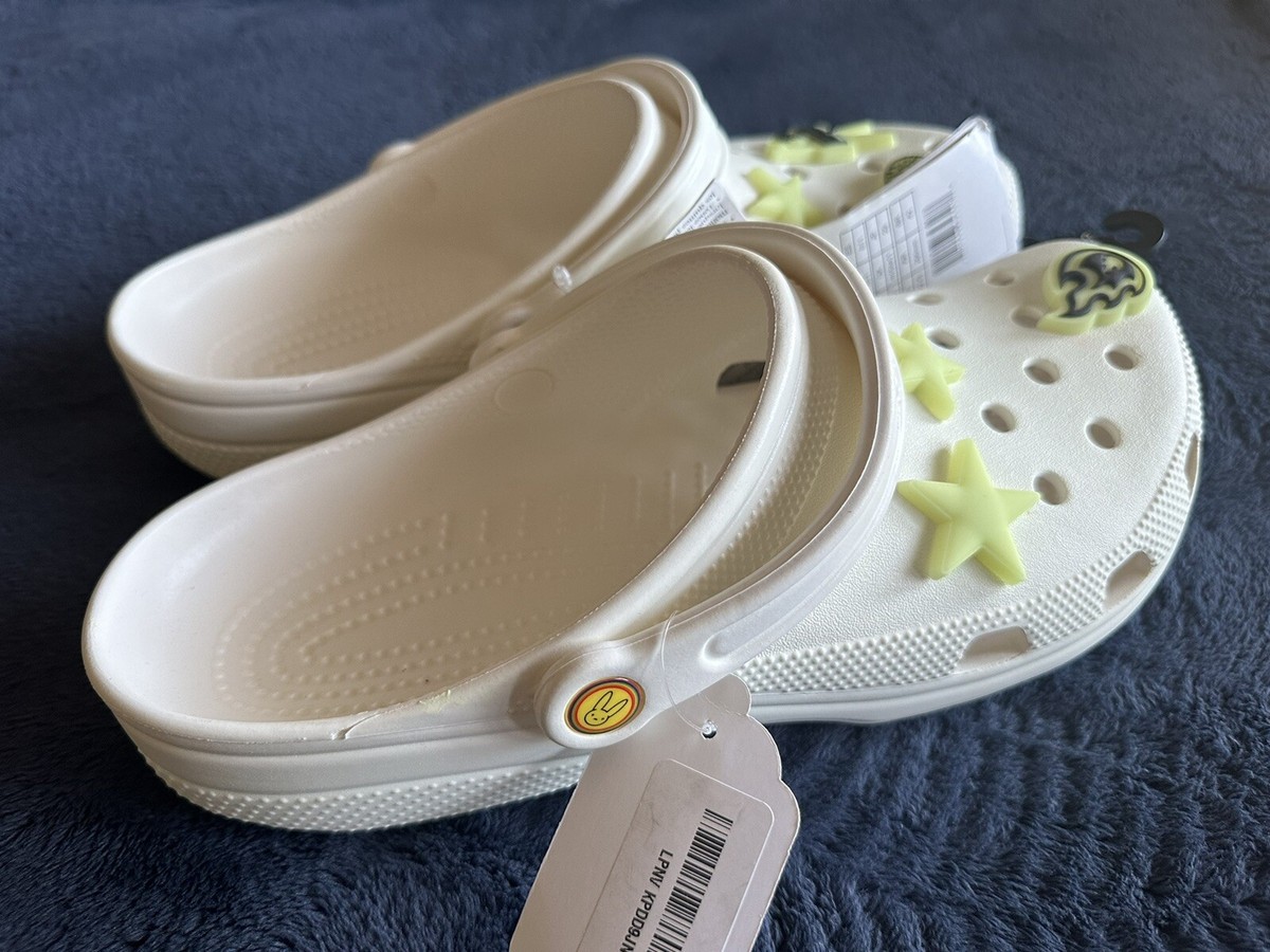 Crocs Crocband Triple White Mens sz 11 W/ Bad Bunny Croc Charms Glow Dark Clogs Bad Bunny and Crocs Connect for Glow-In-The-Dark Clogs  main image 2