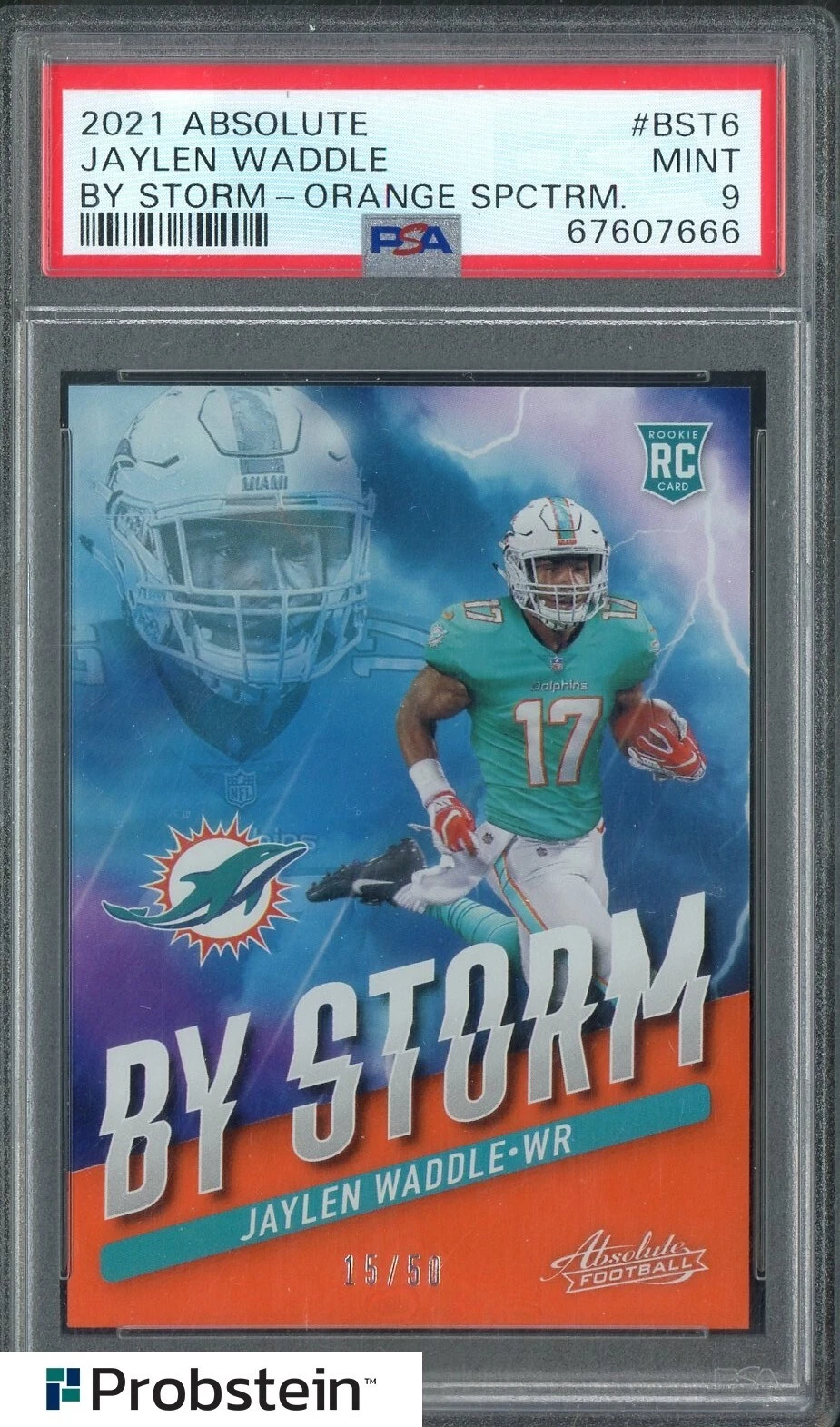 Jaylen Waddle Panini Absolute By Storm #BST6 Orange Spectrum