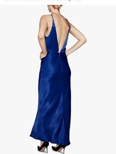 Bardot Womens Satin V-Neck Evening Dress | lol COBALT