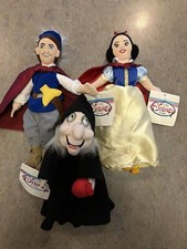 Vtg Disney Store Snow White, The Prince  Witch 8" Plush Stuffed Bean Bag Set