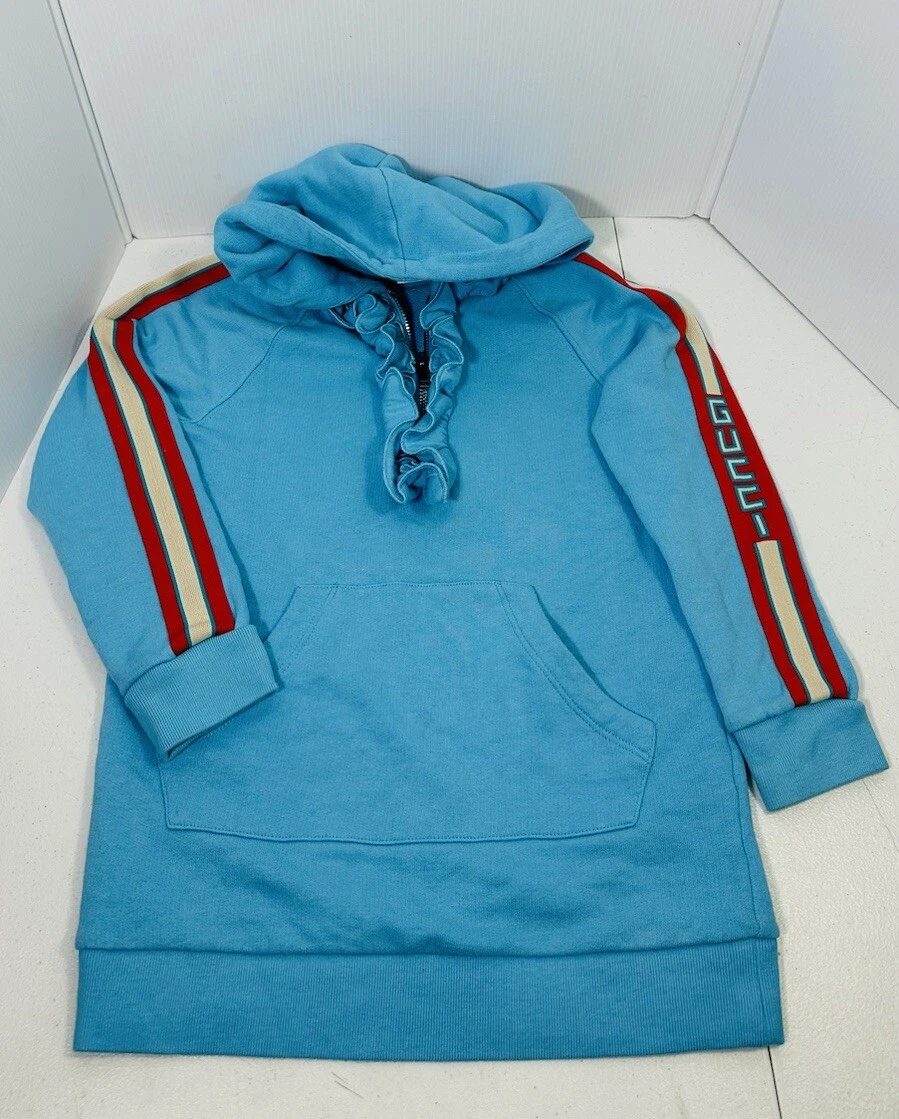 Sweat à capuche Gucci bleu rouge logo taille 5 ans