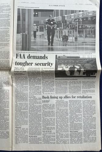 BUSH DECRIES 'ACT OF WAR' 9/11 Attacks / Chicago Tribune / Sept. 13, 2001 - Picture 2 of 11