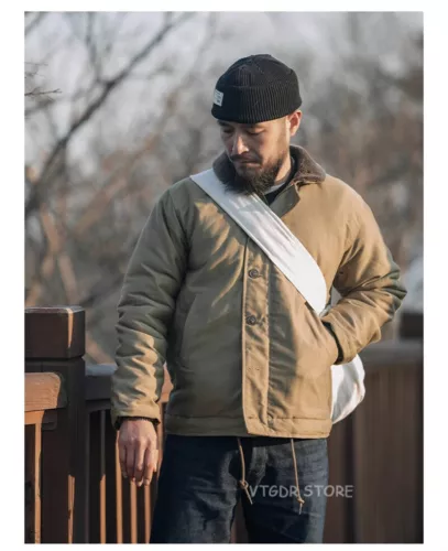 Bronson Heavy-Duty N-1 Deck Jacket Plain Version Jungle Cloth Wool Lined Coat - Picture 12 of 36
