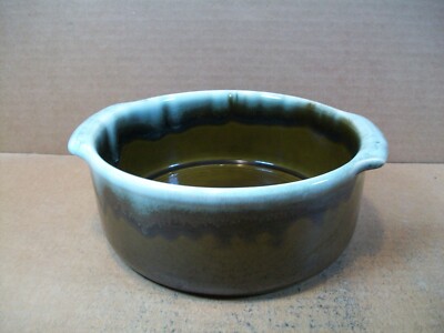 Pfaltzgraff (1960's) Green Copper Drip Stoneware ~ Casserole Dish~ 8''x2.75'' Deep