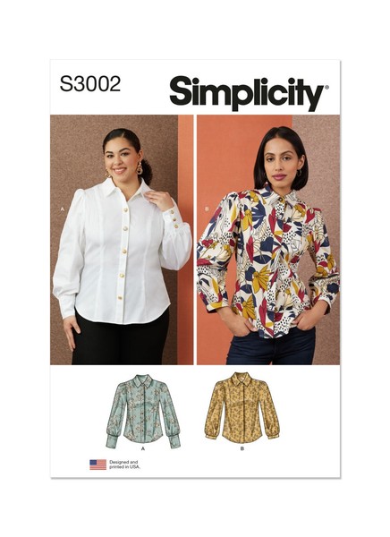 Simplicity S3002 Damen Blusen Schnittmuster GrößE 10-16 20W-28W 30W-38W-image