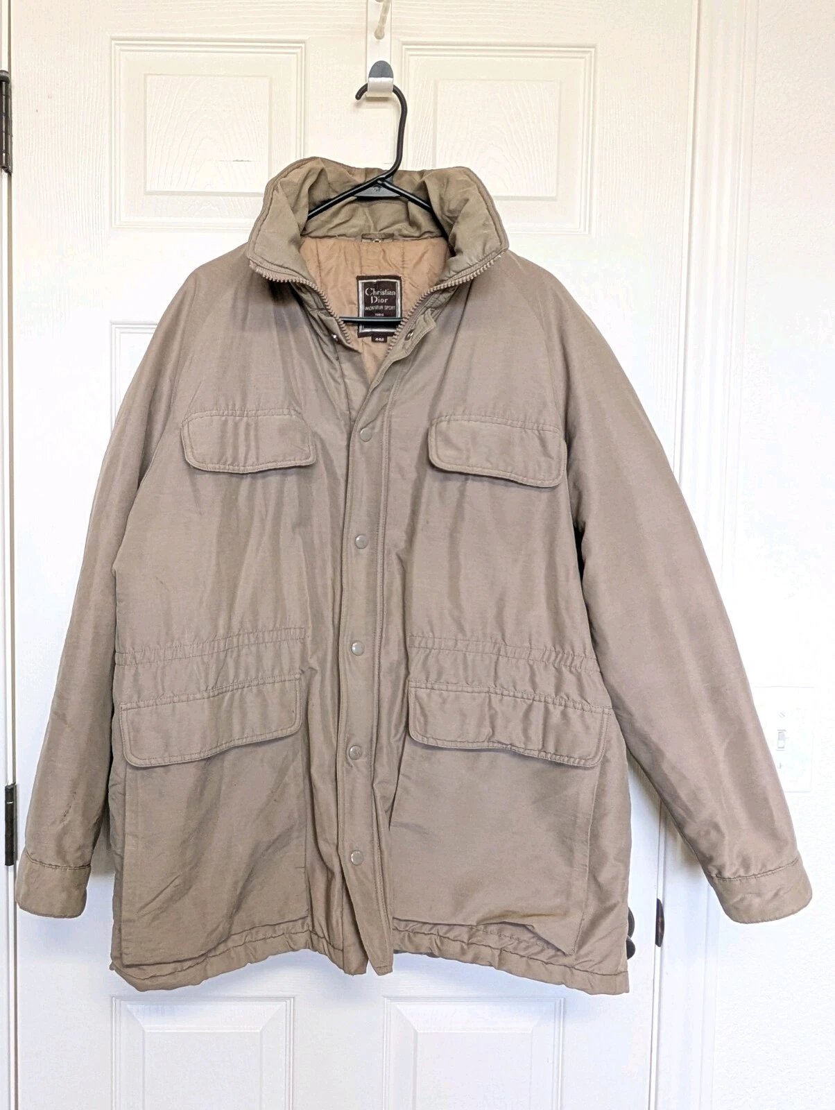 Parka giacca uomo Christian Dior Monsieur vintage 44R kaki trapuntato foderato