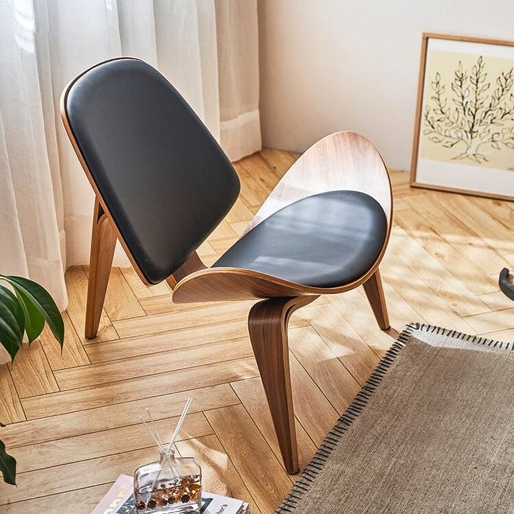 Hans Wegner Shell Lounge Chair Accent Side Chair Padded Seat For