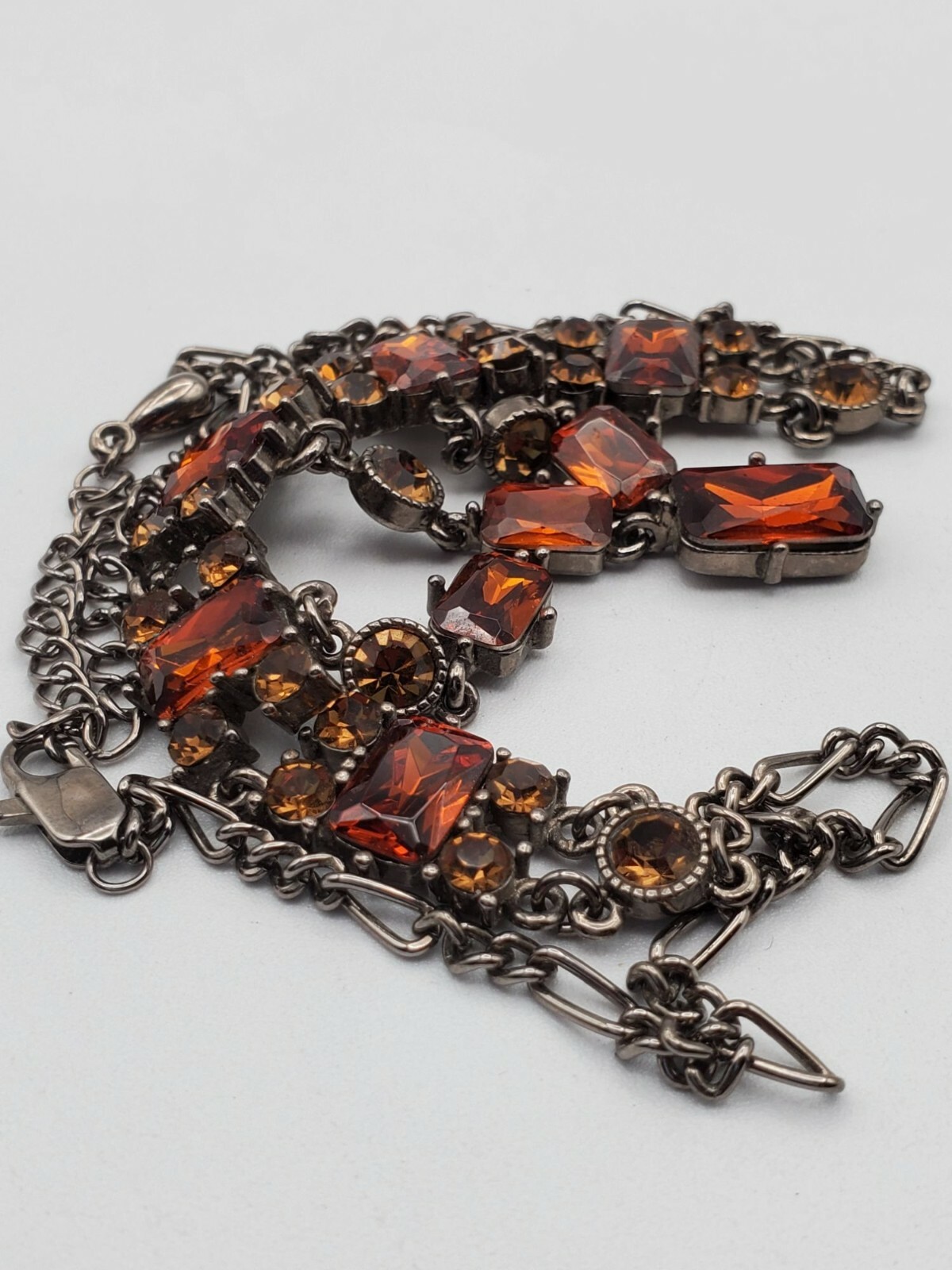 Multi shape Rhinestone dangle drop chain necklace… - image 10