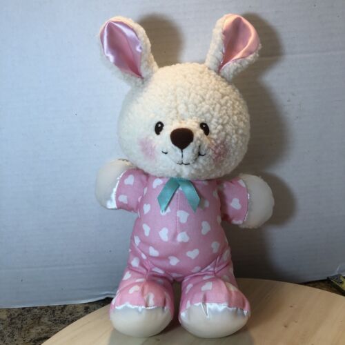 Vintage Fisher Price Rabbit Stuffed Animal Plush Pink Hearts Fleece Bunny 1997 - Picture 1 of 5