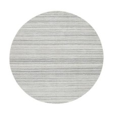 6' x 6' Gray Hand Loomed Undyed Natural Wool Modern Design Round Rug R64985