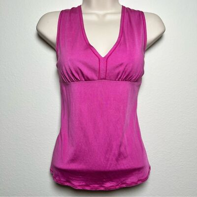 Express Design Studio Women Silk Cotton Tank Top L Pink V-Neck Ruched Bust