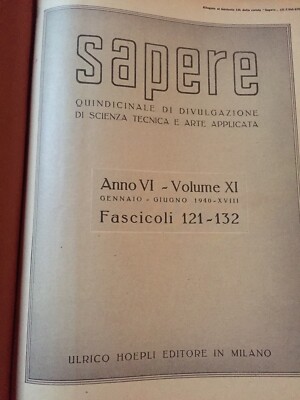 Zeitschrift WISSEN, Wissenschaftliche Offenlegung. 12 Ausgaben in einem Band, 1940 Hoepli
