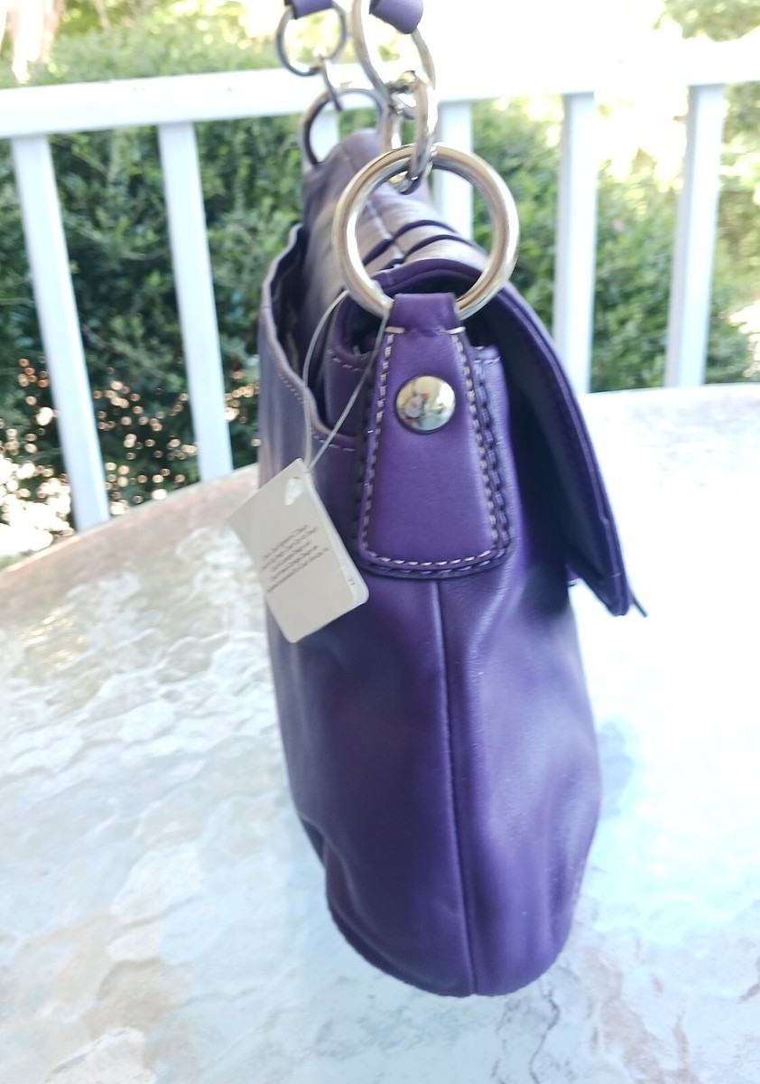 Coach F17217 Vintage Purple Pleated Soho Leather w/Buckle Shoulder
